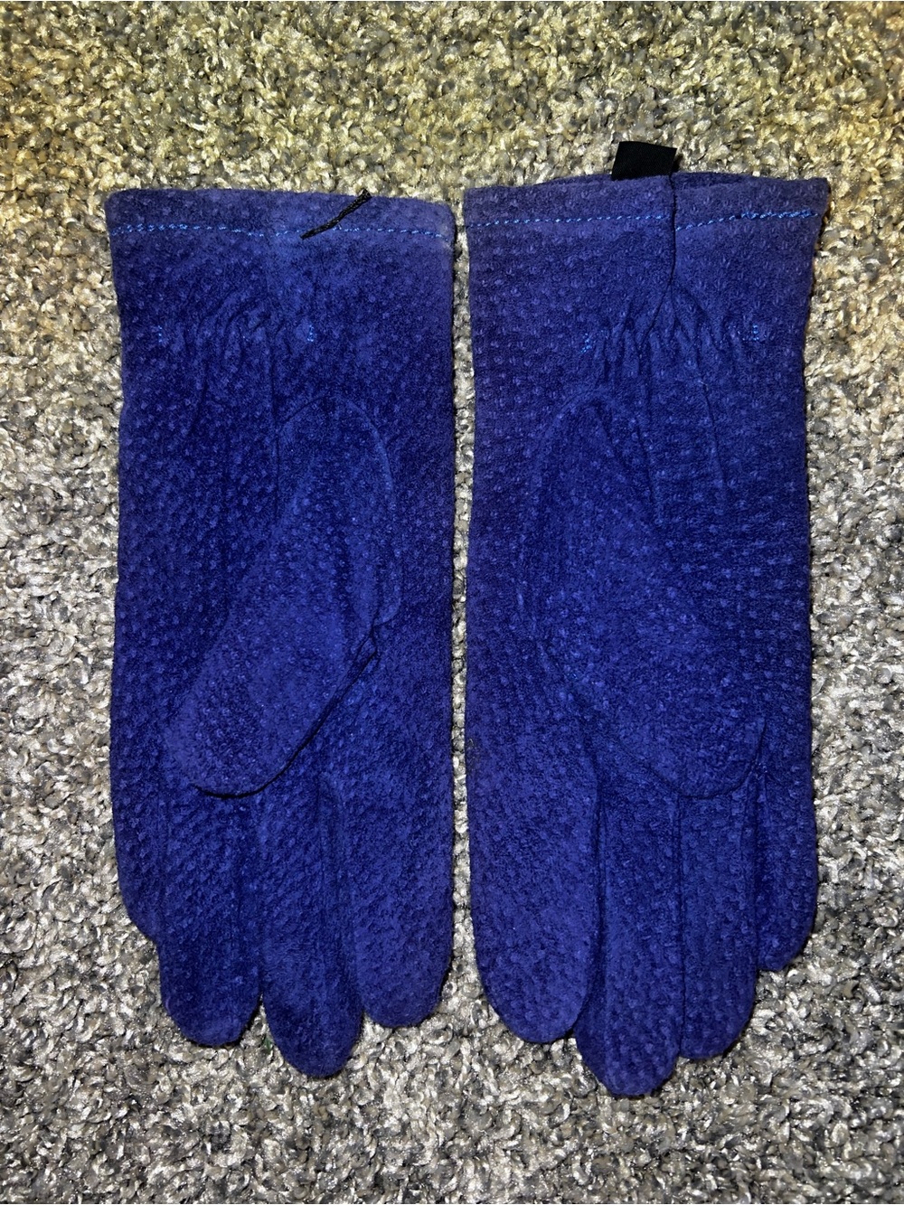 Women's Suede Gloves in Deep Blue size medium